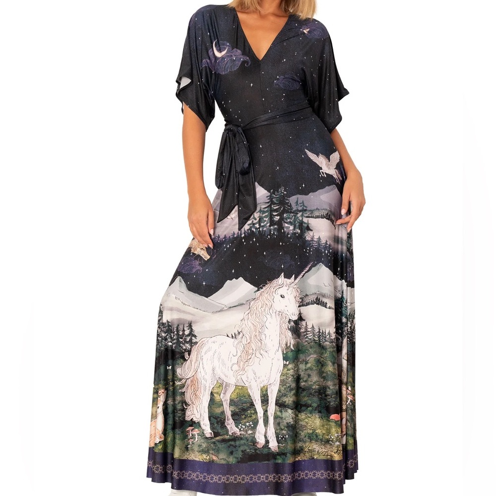 Blackmilk enchanted unicorn kimono dress fairycore cottage renaissance art fairy